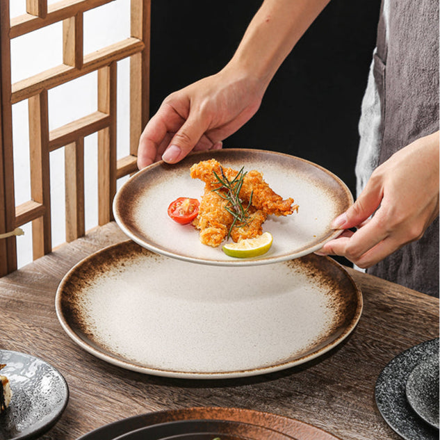 Assiette à plat émaillé à la main 25cm "Sésame"