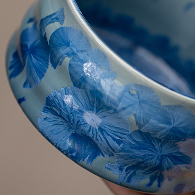 Bol à matcha et repose-fouet artisanal “Fleur Cristal” Bleu