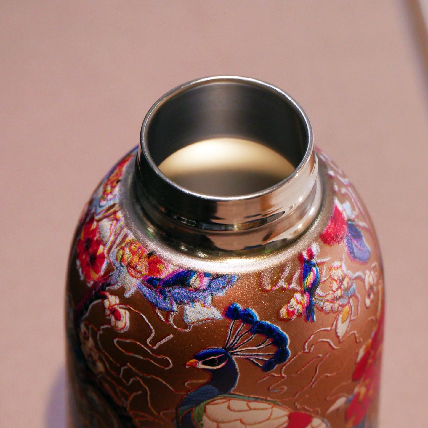 Gourde isotherme en inox "Paon"