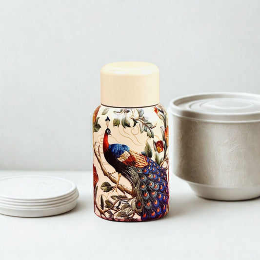 Gourde thermos isotherme en inox "Paon"
