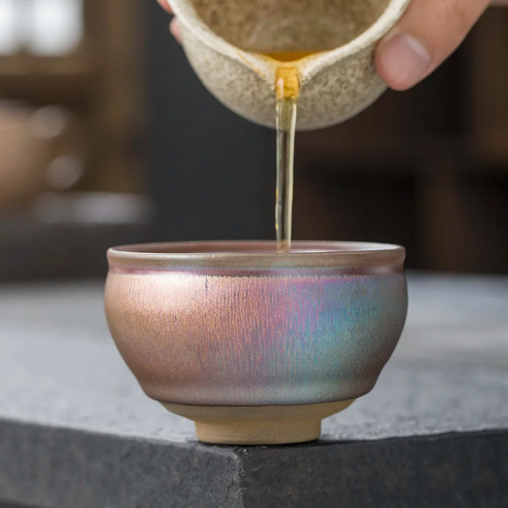 Tenmoku Teacup "Rainbow" 