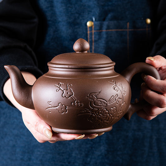 Théière en terre de Yixing "Pie et prunier" 75cl