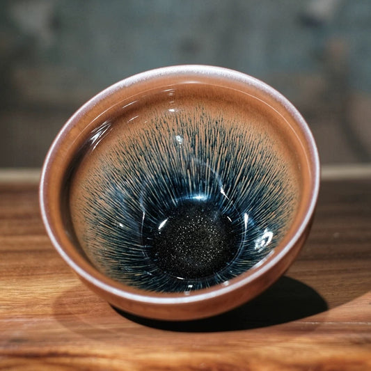 Bol à matcha artisanal Tenmoku "Poil de lièvre"