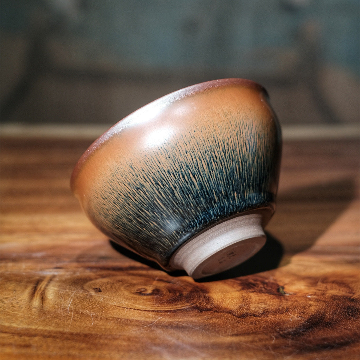 Bol à matcha artisanal Tenmoku "Poil de lièvre"