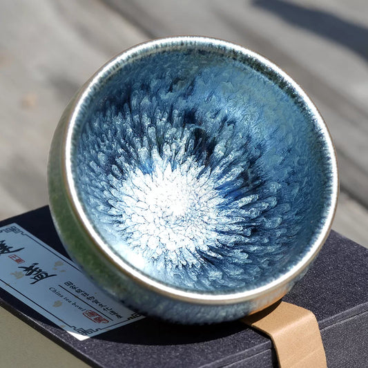 Tenmoku Teacup "Floral"