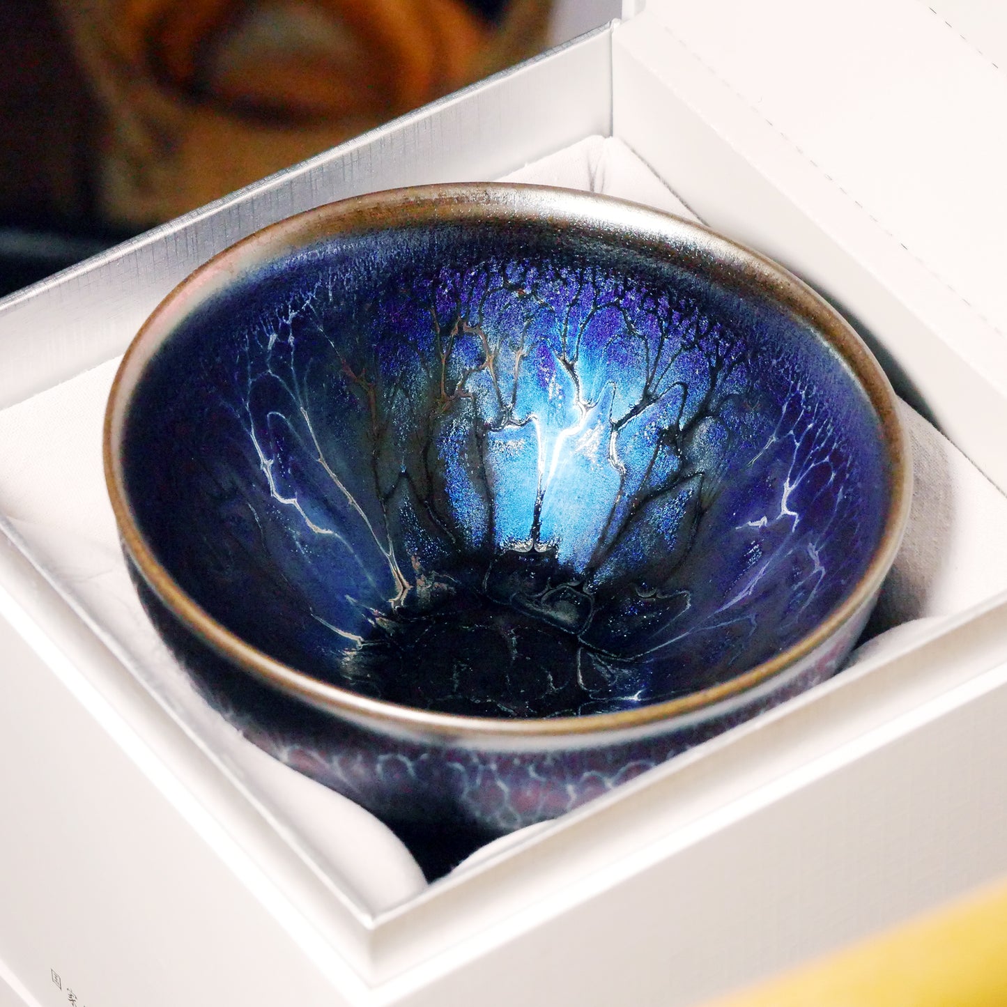 Bol à matcha artisanal Tenmoku "Esprit Bleu"