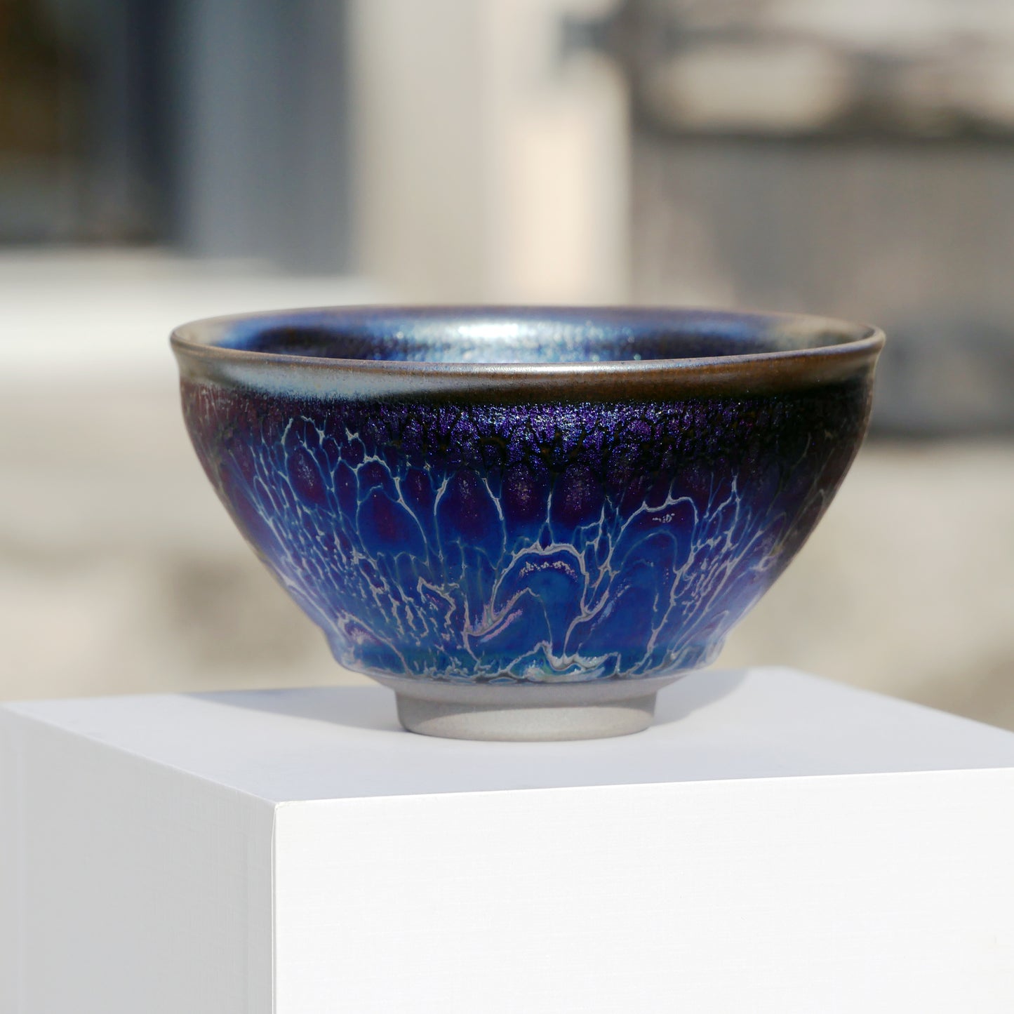 Bol à matcha artisanal Tenmoku "Esprit Bleu"